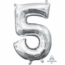 Balon Folie Cifra 5 Argintiu - 41 cm, Amscan 33084
