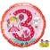 Balon Folie 45 cm Cifra 3 Princess Polka Dots, Qualatex 23475