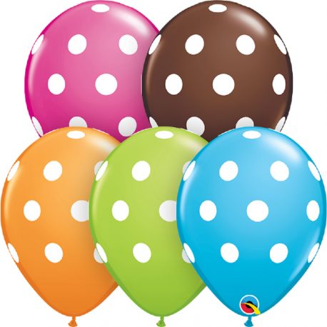 Baloane Latex 11" inscriptionate, Big Polka Dots, Qualatex 54138