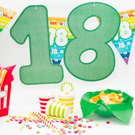 Decoratiune hartie 18 ani cu sclipici - 36 x 23 cm, Radar 50106