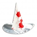 Palarie de vrajitoare pentru Halloween alba cu rosu - 45 x 38 cm, Radar 52912