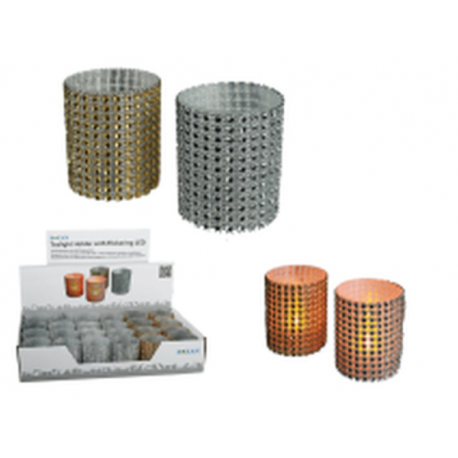 Lumanari led cu suport auriu/argintiu - 5 x 6 cm, Radar 950037, set 2 bucati