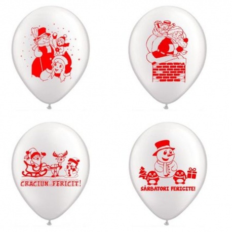 Baloane latex 10"/26cm inscriptionate pentru Craciun, Radar GI90.SARBAT