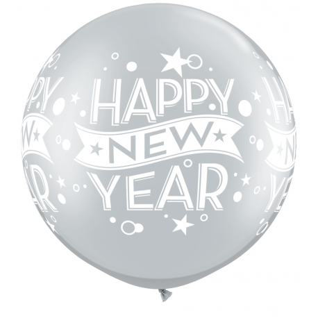 Balon latex Jumbo 30" inscriptionat Happy New Year, Qualatex 19173, 1 buc