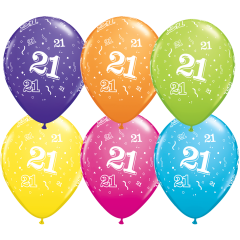 Baloane latex 11"/28 cm inscriptionate 21-A-Round, Qualatex 45601