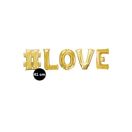 Pachet litere Hashtag LOVE 41 cm auriu, Amscan
