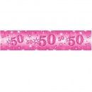 Banner decorativ roz pentru petrecere 50 ani - 2.6 m, Qualatex 45563