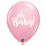Baloane latex 11"/28 cm Pink - Oh Baby, Qualatex 58117