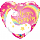 Balon Folie 45 cm Inima Unicorn - Happy Birthday, Qualatex 57319
