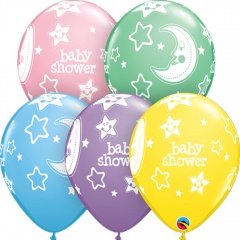 Baloane latex 11''/28cm Baby Shower asortate, Qualatex 18508