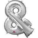 Balon mini figurina Simbolul "&" argintiu - 27 x 35 cm, umflat + bat si rozeta, Amscan 33068