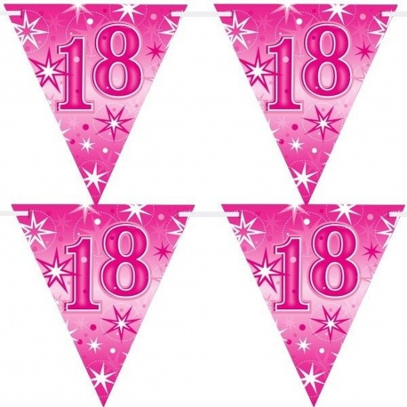 Banner stegulete pentru majorat - 2 m, Happy Birthday 18 ani, Qualatex 45578