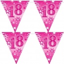 Banner stegulete pentru majorat - 2 m, Happy Birthday 18 ani, Qualatex 45578