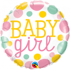 Balon Folie 45 cm Baby Girl Dots, Qualatex 55388