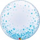 Balon Deco Bubble - Confetti Albastre - 24"/61 cm, Qualatex 57789