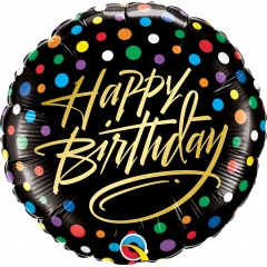 Balon Folie 45 Happy Birthday Dots - Qualatex 57295