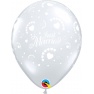Baloane latex 11" inscriptionate Just Married, Hearts-A-Round Diamond Clear, Qualatex 60012
