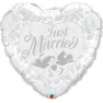 Balon folie inima Just Married - 91 cm, Qualatex 82425