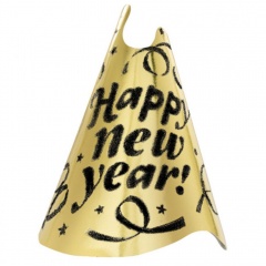 Coif auriu inscriptionat "Happy New Year" - 23 cm, Amscan 250163-19,1 buc
