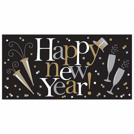 Banner decorativ pentru petrecere 165 cm, Happy New Year, Amscan 120217, 1 buc