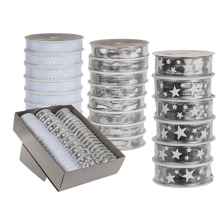Panglica decorativa pentru cadouri - ca. 15 mm x 3 m/ 25 mm x 3 mm (12 rolls), Radar 950098, 3 modele