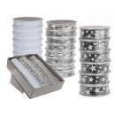 Panglica decorativa pentru cadouri - ca. 15 mm x 3 m/ 25 mm x 3 mm (12 rolls), Radar 950098, 3 modele