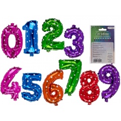 Balon folie cifra colorat cu buline - 40 cm, cifre 0-9, Radar 62/0823, 1 buc