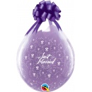 Baloane latex stuffing 18" inscriptionate Just Married Flowers-A-Round Diamond Clear, Qualatex 39174