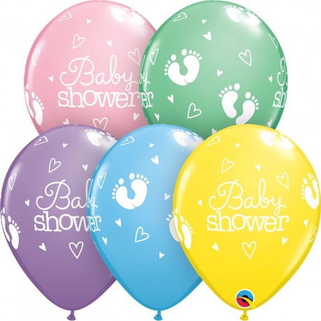 Baloane latex 11''/28 cm Baby Shower Talpi & Inimi, Qualatex 54163