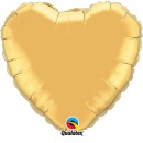 Balon mini folie auriu in forma de inima - 10 cm, umflat + bat si rozeta, Qualatex 36336, 1 buc
