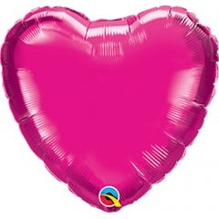 Balon mini folie magenta in forma de inima - 10 cm, umflat + bat si rozeta, Qualatex 99339, 1 buc