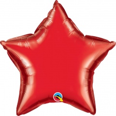 Balon mini folie rosu in forma de stea - 10 cm, umflat + bat si rozeta, Qualatex 22883, 1 buc