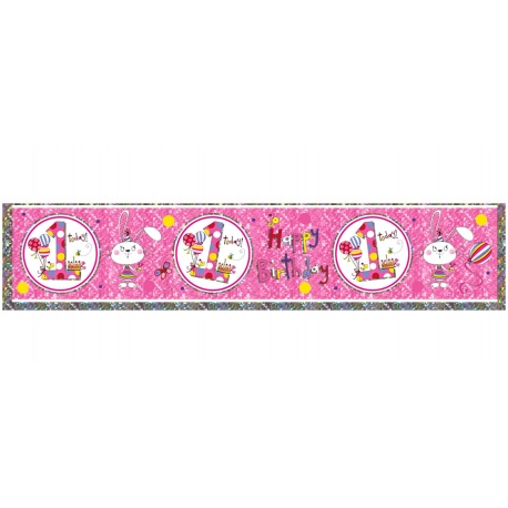 Banner decorativ Cifra 1 cu iepuras - 2.6 m, Qualatex 25017