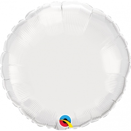 Balon Mini Folie Rotund Uni Alb - 10 cm, umflat + bat si rozeta, Qualatex 22832