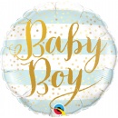 Balon Folie 45 cm Baby Boy Blue Stripes, Qualatex 88001
