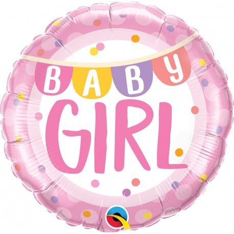 Balon Folie 45 cm Baby Girl Pink Stripes, Qualatex 88004