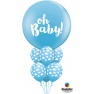 Balon latex Jumbo 3ft inscriptionat Oh Baby! - Pale Blue, Qualatex 85830, 1 buc