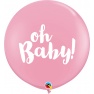 Balon latex Jumbo 3ft inscriptionat Oh Baby! - Pink, Qualatex 85829, 1 buc