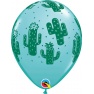 Baloane latex 11"/28 cm inscriptionate Cactus, Qualatex 86020, set 6 buc