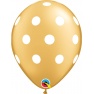 Baloane latex 11"/28 cm inscriptionate Big Polka Dots Gold, Qualatex 52958