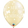 Baloane latex 11"/28 cm sidefate, inscriptionate Mr. & Mrs., Qualatex 18656