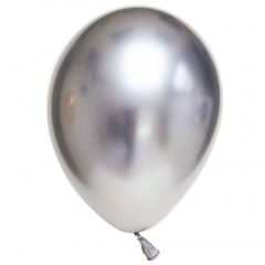 Baloane latex 33 cm Silver- Shiny (Chrome), Gemar 120.89, set 10 buc