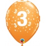 Baloane latex 11''/28 cm inscriptionate Cifra 3, Qualatex 50827
