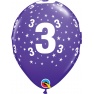 Baloane latex 11''/28 cm inscriptionate Cifra 3, Qualatex 50827