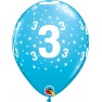 Baloane latex 11''/28 cm inscriptionate Cifra 3, Qualatex 50827