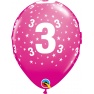 Baloane latex 11''/28 cm inscriptionate Cifra 3, Qualatex 50827