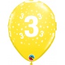 Baloane latex 11''/28 cm inscriptionate Cifra 3, Qualatex 50827
