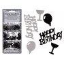 Confeti negru/argintiu Happy Birthday - 3 sortimente/set, ca. 28 g, Radar 181046