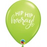 Baloane latex 11''/28 cm inscriptionate Hip Hip Hooray!, Qualatex 90993