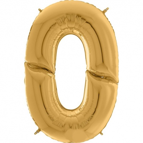 Balon Folie Mare Cifra 0 Auriu - 64"/163 cm, Aer + Heliu, Radar 640200G